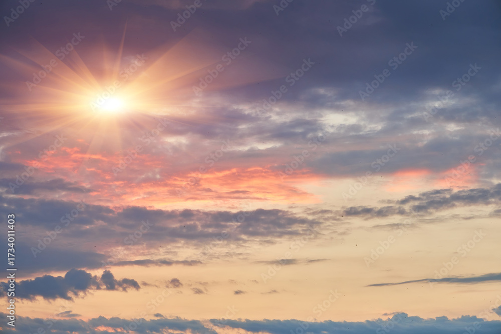 Fototapeta premium Panorama sunset sky for background or sunrise sky and cloud