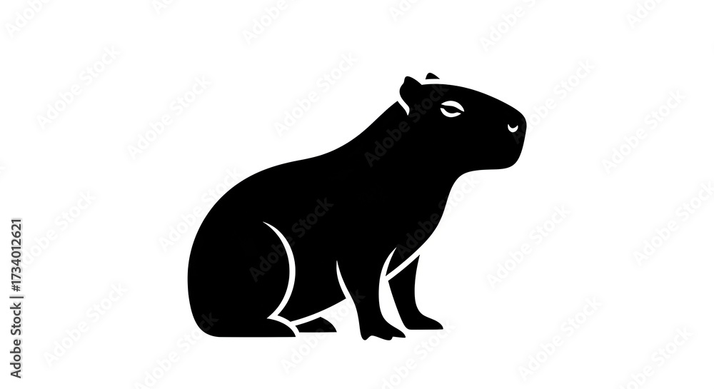 Fototapeta premium Black capybara silhouette isolated