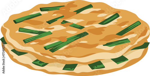 Stack of savory pancakes with green onions, a delicious and visually appealing dish.
