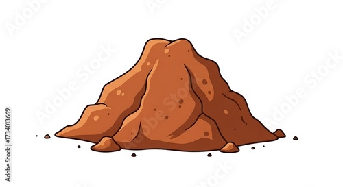 Pile of Soil - Cartoon Illustration of Dirt Mound for Gardening and Construction.