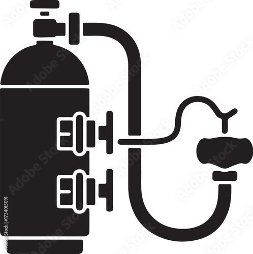 Medical oxygen cylinder silhouette graphic
