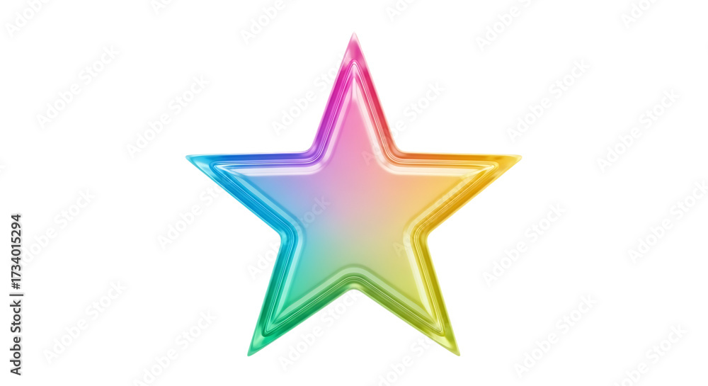 Obraz premium Illustration of rainbow star with glitter effect isolated on transparent background