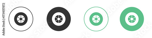 Tire icons concepts. black sign set