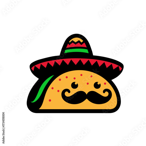 cartoon mexican sombrero tacos