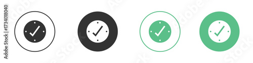 Time check icons concepts. black sign set