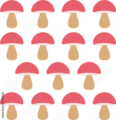 Illustration of a cluster of delicate brown mushrooms growing from the earth with surrounding foliage
