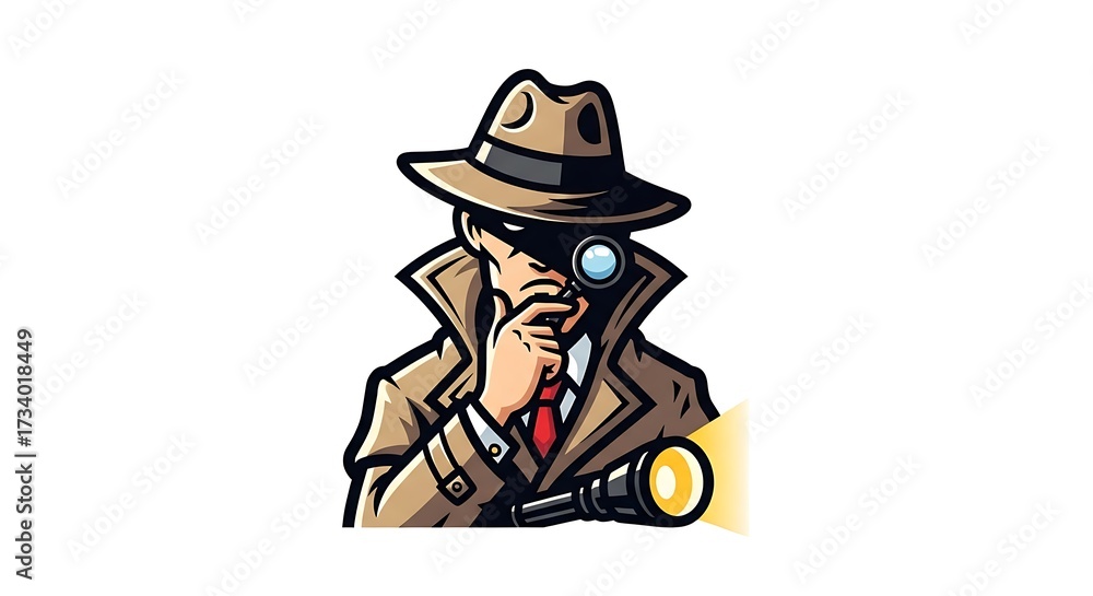 Fototapeta premium Sleuth Investigating a Case with Magnifying Glass.