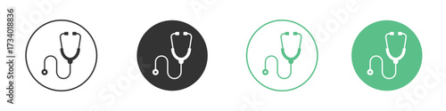Stethoscope icons concepts. black sign set