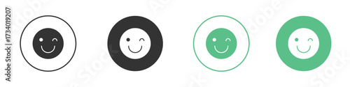 Smile wink icons concepts. black sign set