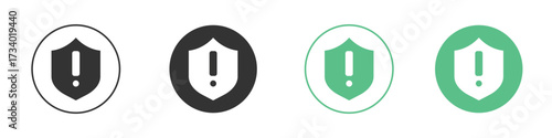 Shield exclamation icons concepts. black sign set