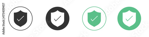 Shield check icons concepts. black sign set