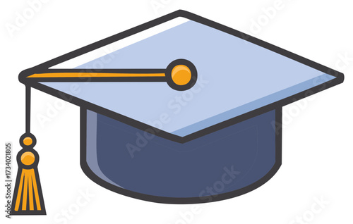 Graduation cap drawing illustration: academic celebration and student achievement symbol