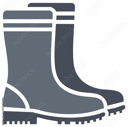 Pair of rubber boots icon vector illustration for rainy day, waterproof footwear, outdoor work