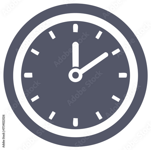 Simple Classic Analog Clock Face Icon Showing Near Noon Time