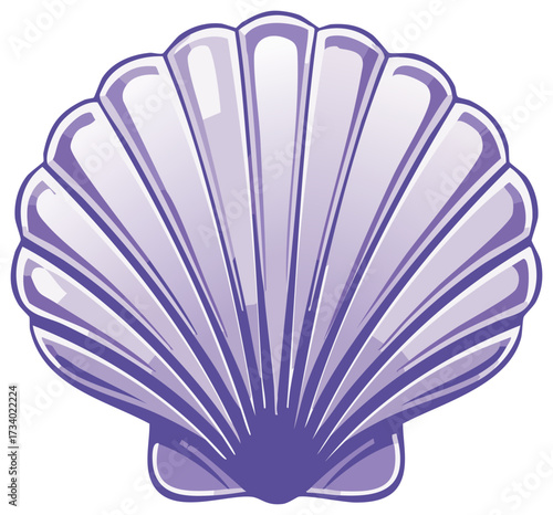Stylized purple seashell with radiating lines and highlights