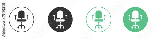 Office chair icons concepts. black sign set