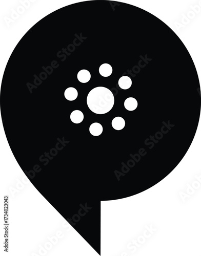 Minimalist Black And White Abstract Icon Of A Location Pin Symbol And Shape For Bold Minimalism