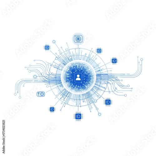 Intricate digital illustration of a central node connected to various data points, representing a network.
