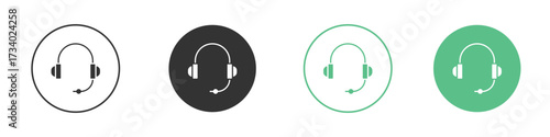 Headset icons concepts. black sign set