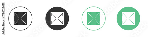 Expand arrows icons concepts. black sign set