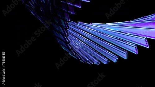 Abstract glass shape on a black background, 4k seamless loop animation, 3d render