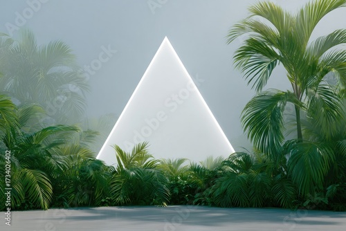 Mysterious triangle illuminates tranquil scene surrounded by lus