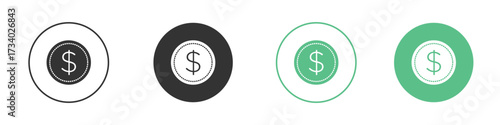 Coin icons concepts. black sign set