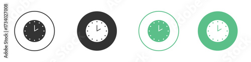 Clock two icons concepts. black sign set