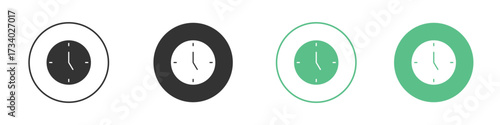 Clock-five icons concepts. black sign set