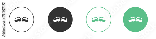 Car crash icons concepts. black sign set