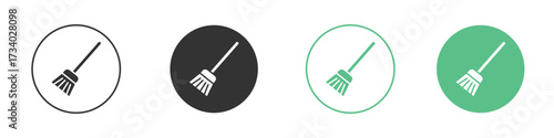 Broom icons concepts. black sign set