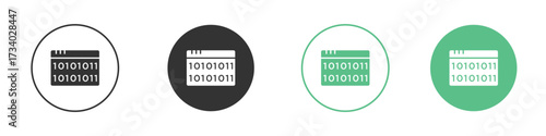 Binary code icons concepts. black sign set