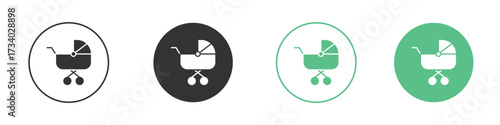 Baby carriage icons concepts. black sign set