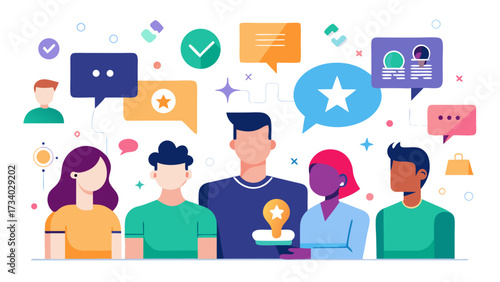 A group of people are sitting around a table with a man holding a star. Concept of collaboration and teamwork, with the people working together to achieve a common goal