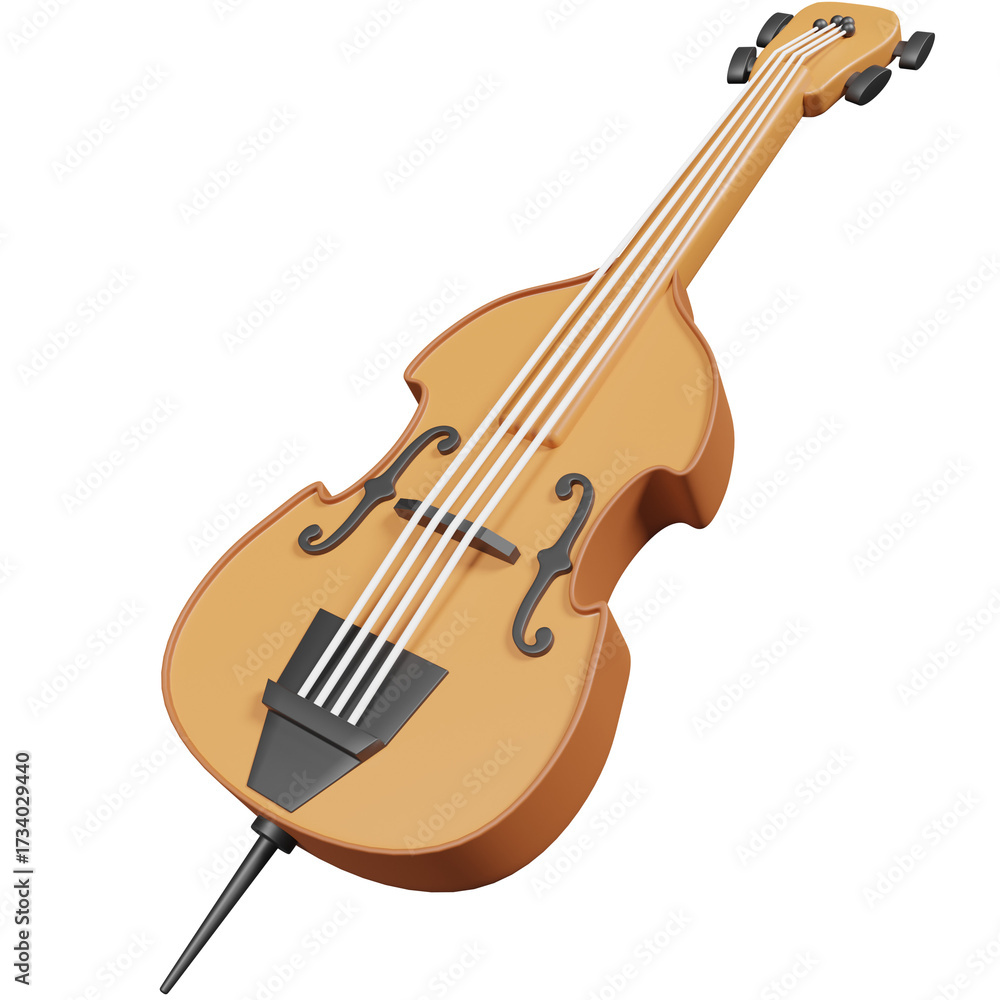 Fototapeta premium Isolated Cartoonish Upright Bass Instrument with Transparent Background Musical Concept