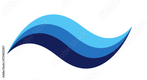 Abstract blue wave with gradient layers conveys calmness and evokes marine themes for graphic