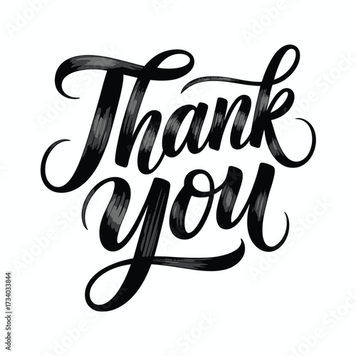 Elegant Hand-Lettered Thank You in Black and White
