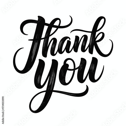 Elegant Hand-Lettered Thank You in Black and White