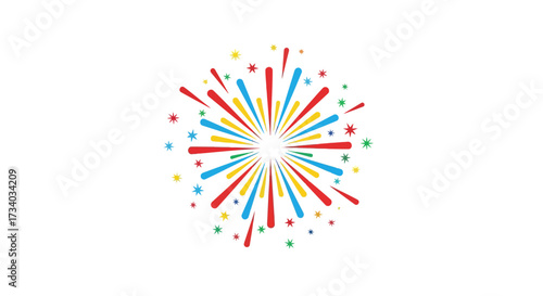 Abstract vibrant explosion of celebratory colors and shapes on clear backdrop symbolizing