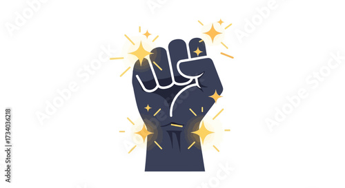 Symbolic fist illustration with golden accents representing strength and empowerment