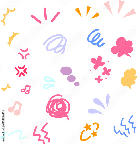 手書きの漫画のマークセット