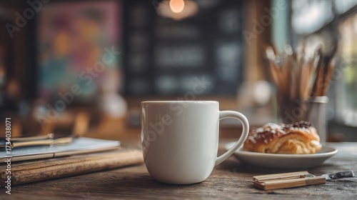 Morning Coffee and Pastry - A Cozy Cafe Scene.