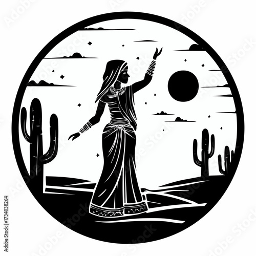 Illustration noir et blanc d'une femme élancée, drapée dans une longue tunique plissée qui épouse ses formes avec grâce, évoquant les plis sculptés du marbre antique, déesse, prêtresse, mythologie