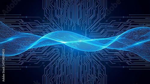 Abstract Digital Waveform and Circuit Board Pattern Background