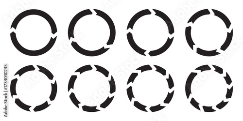 Circle diagram infographic set. Rotation round cycle vector scheme process template. 3, 4, 5, 6 parts.