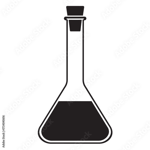 black and white silhouette of a Volumetric flask vector on a white background