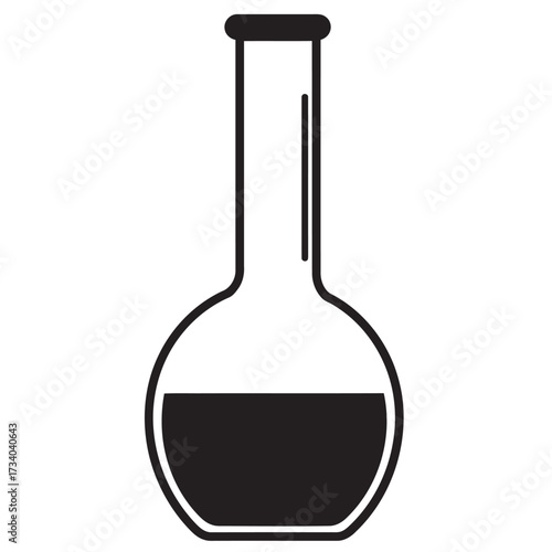 black and white silhouette of a Volumetric flask vector on a white background