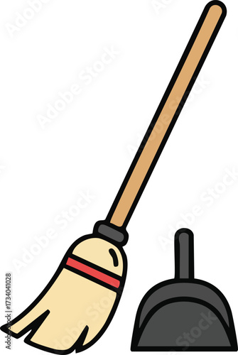Broom Icon on Transparent Background