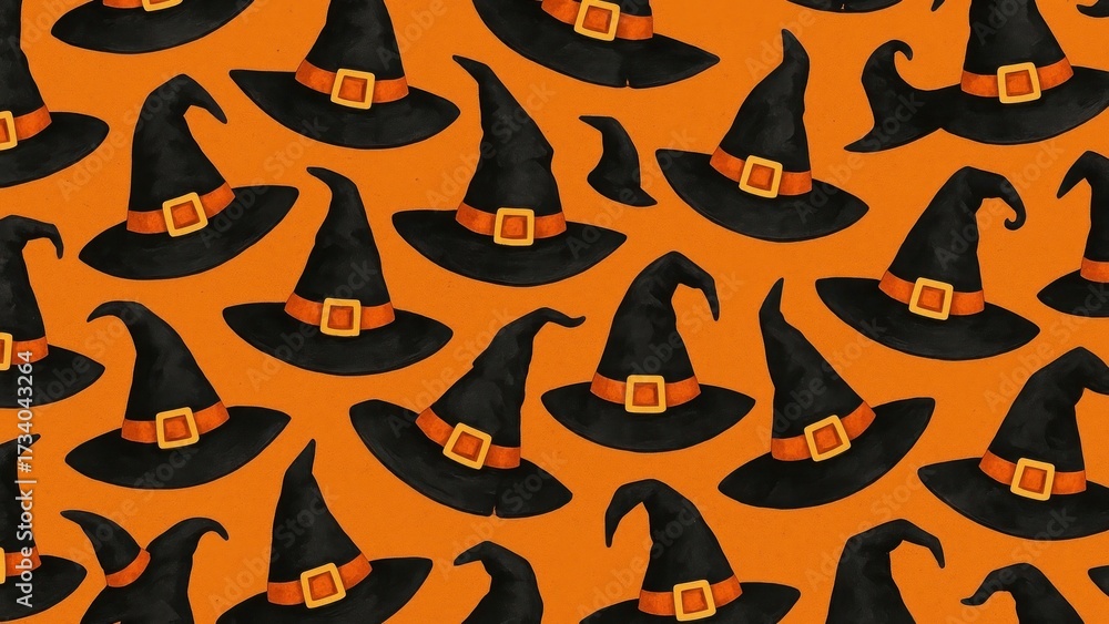 Obraz premium Halloween witch hats pattern