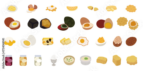 A Collection of Different Cooked Egg Illustrations